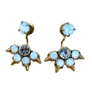 Stella & Dot Gold-Tone Crystal & Moonstone Spike Jacket Style Earrings